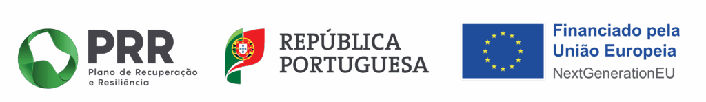 Logos do PRR – Plano de Recuperação e Resiliência, da República Portuguesa e da União Europeia – NextGenerationEU.